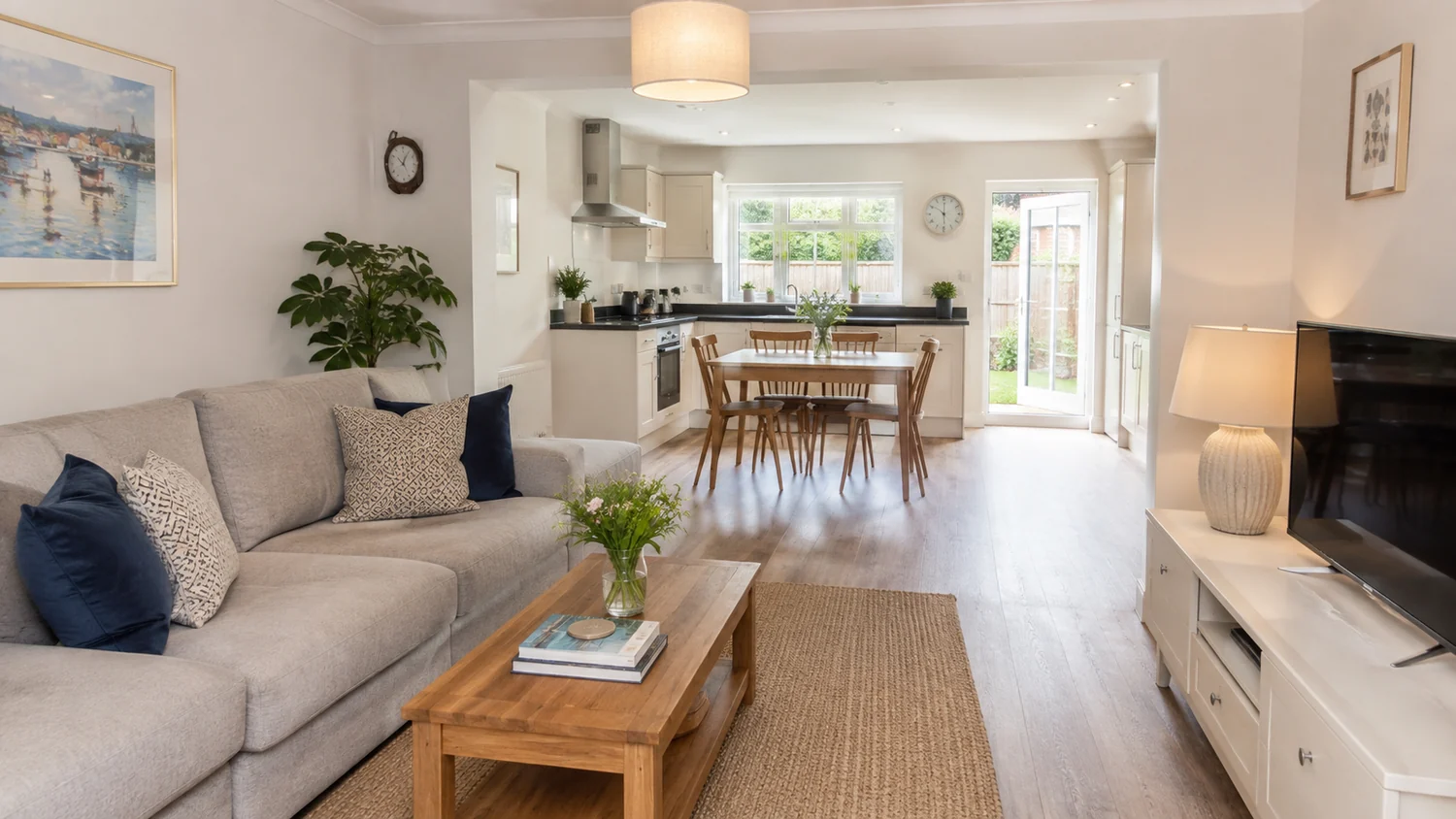 A bright, well-presented British home interior